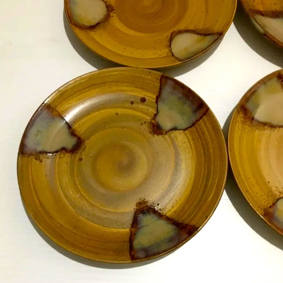 SANGO SPLASH BROWN Dinner Salad Plate 8-1/4" SET OF FOUR 4 Partially Glazed 4951 - Picture 10 of 12
